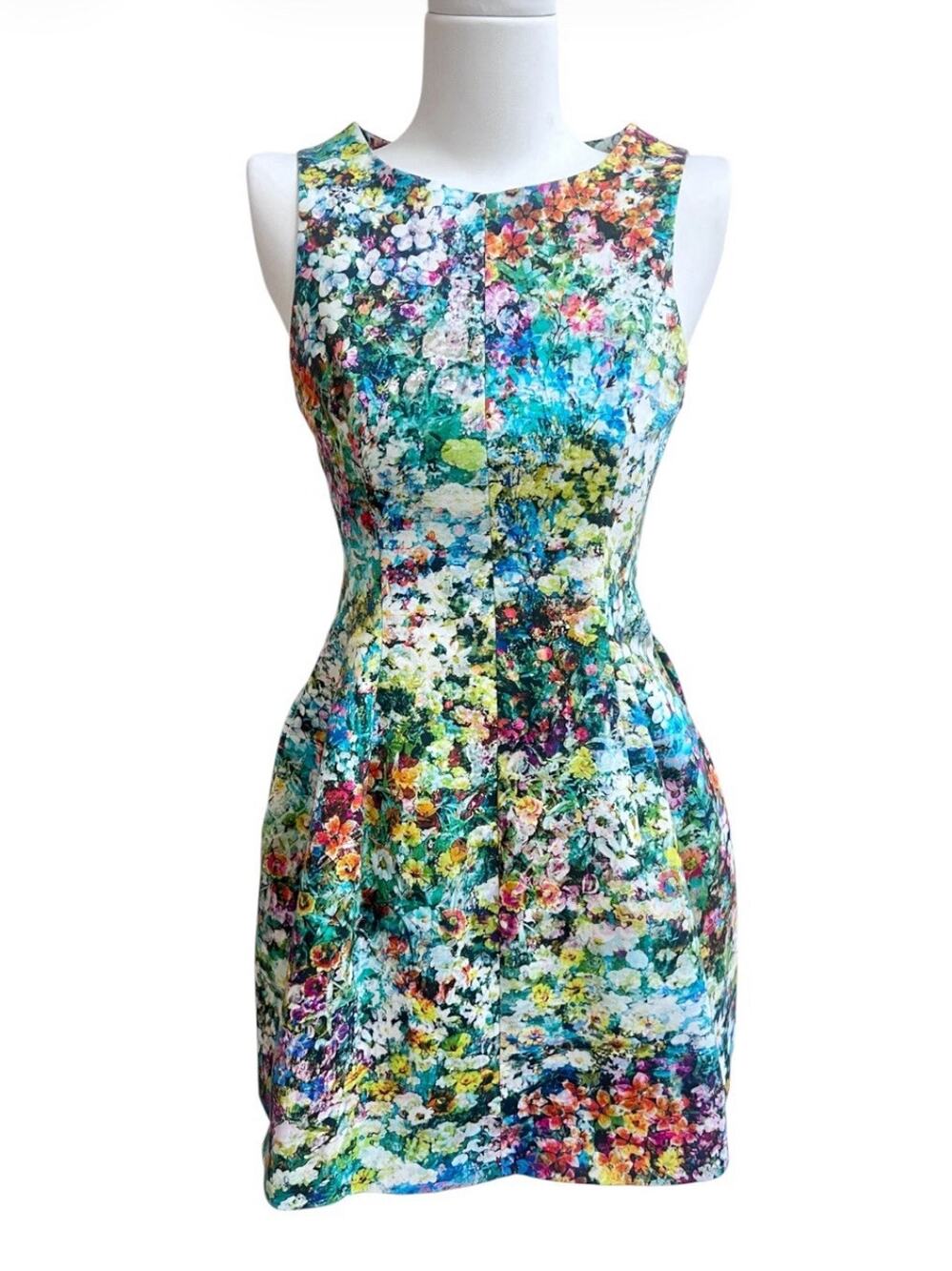 ZARA Monet Floral Tulip Structured Mini Dress Bloggers Fave Sz XS